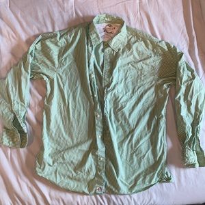 Wrangler Green Striped Long Sleeve Button Down Shirt